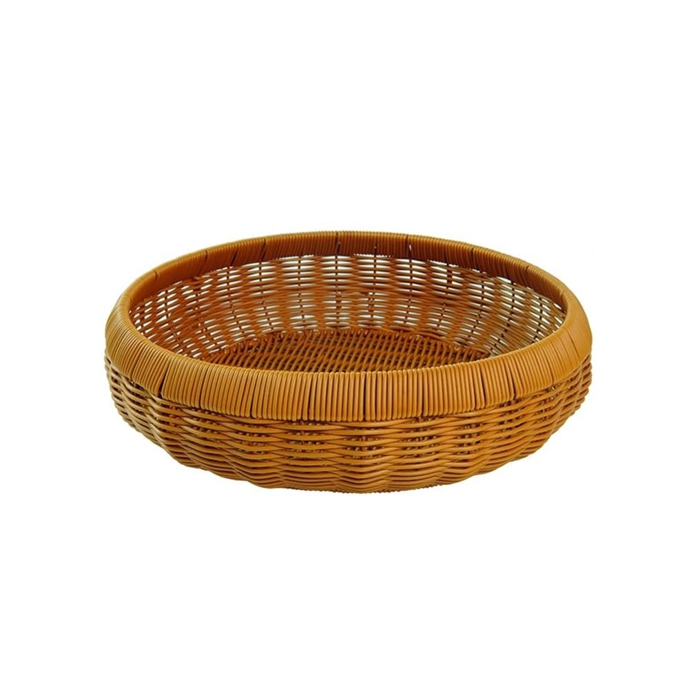 HLHLOP777 Fruit Bowl Imitation Rattan Fruit Basket, Bread Storage Baskets for Food Vegetables, Round Fruit Basket(Small)