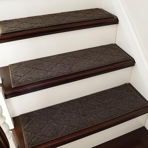 COSY HOMEER Stufenmatten Innen 70x22cm(4 Stück), Stufenteppich rutschfest Treppenteppich für...