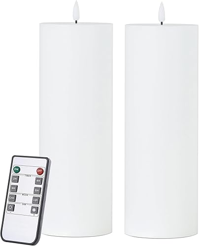 Miniatura 8 de Only-us - Juego de 2 velas LED parpadeantes 3 x 9 pulgadas funcionan con pilas con temporizadores de control remoto para chimenea dormitorio sala de