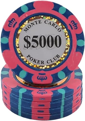 Yarsanor 25PCS Poker Chips, 14g Gambling Chips Pack Decks Deluxe Poker Chips, for Counting Markers Math Learning Poker Chips(25PCS $5000)