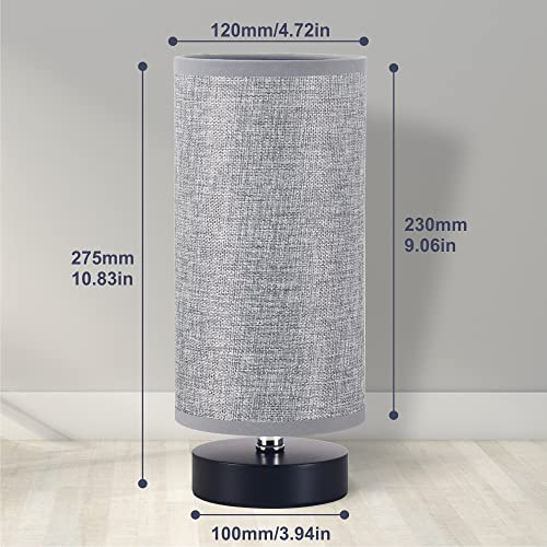 Image of lifeholder Table Lamp, Bedside Nightstand Lamp, Simple Desk Lamp, Cylinder Table Lamp for Bedroom Living Room Office Study, Grey Shade and Silver Base (Grey)