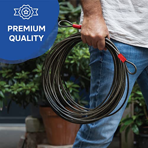Everest Fitness Cable Lock - 32 Ft In Length Security Bike Locks With Loops - Heavy Duty Anti Theft Plastic Coated Steel Cable #TOP6