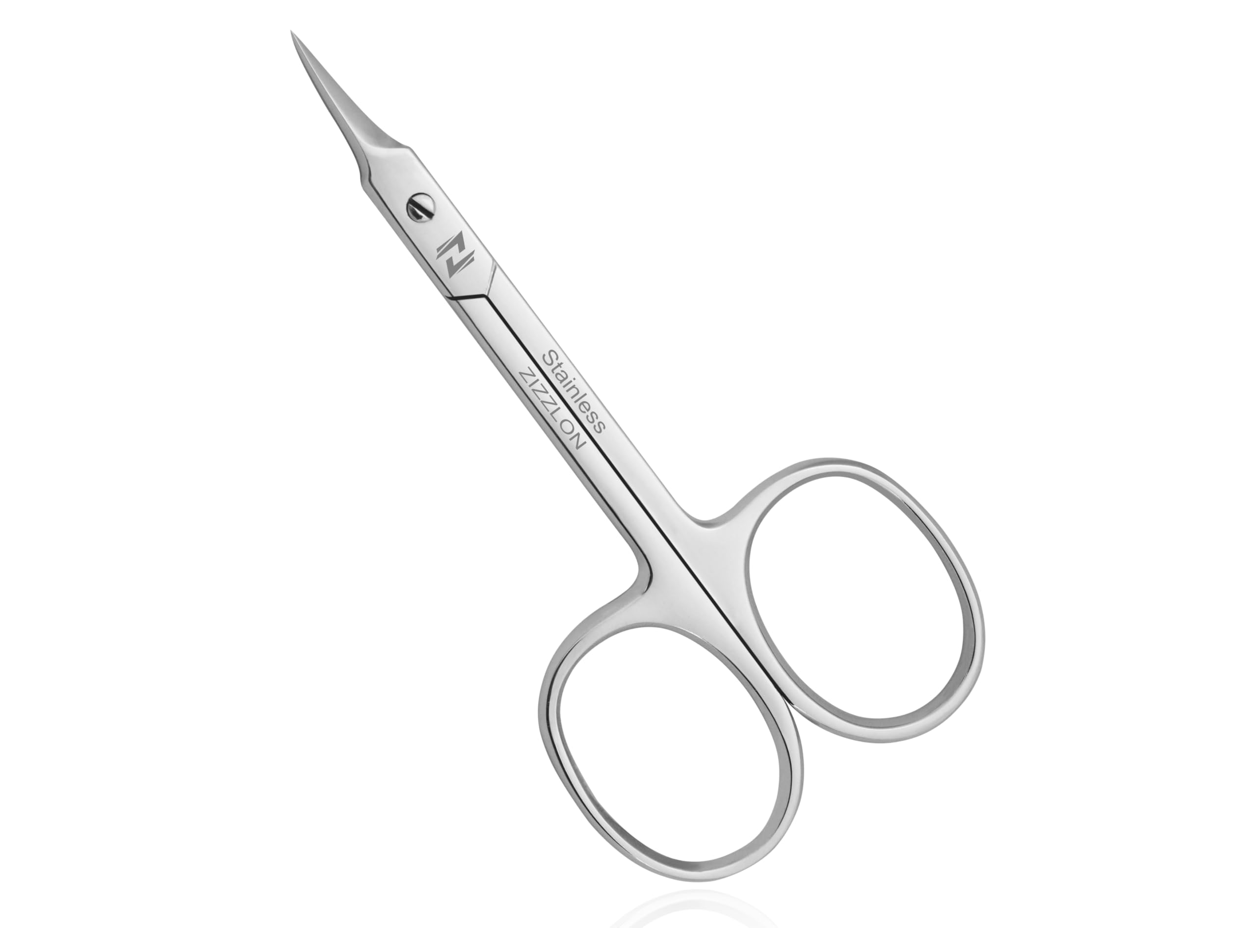 ZIZZLON Professional Cuticle Scissors Extra Fine Curved Pointed Tip - Professional Grooming Scissors for Cuticles, Beard, Nose Hair, Eyelash, Mustache, Dry Skin - Manicure Scissors