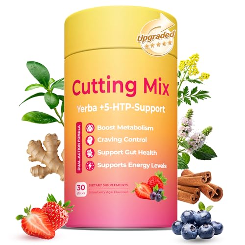 Yooloks Cutting Drink Mix Dual-Action Craving & Metabolism Support with 5-HTP Yerba Mate & Magnesium FOS | Supports Satiety Signaling Energy & Gut Health | Strawberry Aa Flavor 30-Day Supply