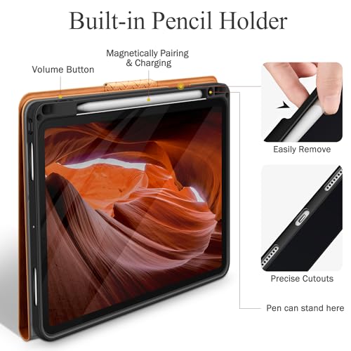 Housse cuir iPad Pro 11 protection intégrale élégante marron haut de gamme - 4