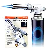 Butane Torch, Ouddy Torch Lighters Professional Chef Blow Torch Adjustable Flame with Reverse Use for BBQ, Baking, Brulee Creme Desserts Blister Card Packaging(Butane not included)