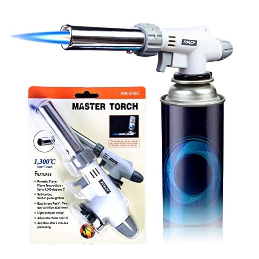 Butane Torch, Ouddy Torch Lighters Professional Chef Blow Torch Adjustable Flame with Reverse Use for BBQ, Baking, Brulee Creme Desserts Blister Card Packaging(Butane not included)