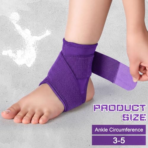 Image of Honoson 2 Pcs Ankle Brace Kid Breathable Neoprene Ankle Support Compression Sleeve Achilles Tendonitis Relief Elastic Foot Brace with Adjustable Wrap for Sprained Plantar Fasciitis(Purple,S)