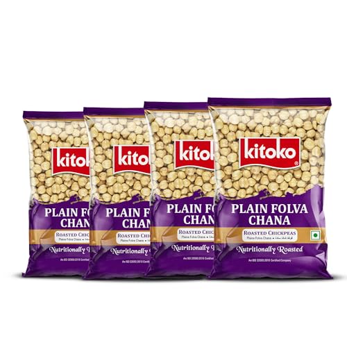 Image of Kitoko Plain Folva Chana 200gm Pack of 4, Unsalted Bhuna Chana without Skin