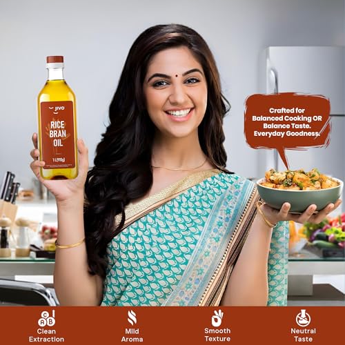 Image of Jivo Rice Bran Oil 4 Litre | Premium Cooking Oil | Rich in Antioxidants | Ideal for Deep Frying, Sauteing & Baking | Chemical-Free