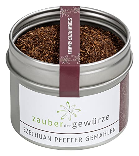 Zauber der Gewürze Szechuan Pfeffer gemahlen Szechuanpfeffer handgepflückt mit exotischem Duft und zitroniger Note - idealer Begleiter der asiatischen Küche Top-Qualität 50 g