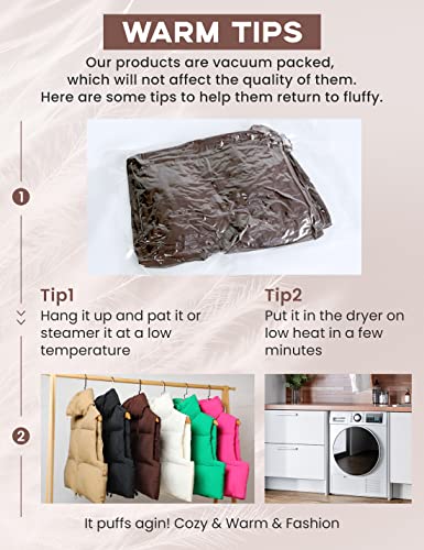 Yeokou Women's Cropped Puffer Vest Zip Up Stand Collar Sleeveless Outerwear With Pockets(Beige-L) #TOP5