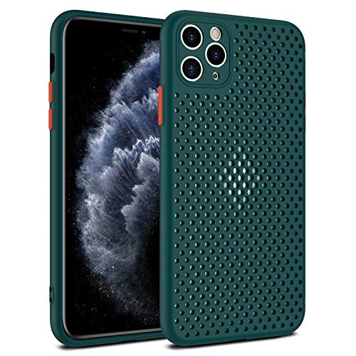 Image of Heat Dissipation Cover for iPhone, Ultra Slim Breathable Hollow Design, Full Camera Lens Protection Shockproof TPU Cooling Case (Dark Green,iPhone 17 Pro)