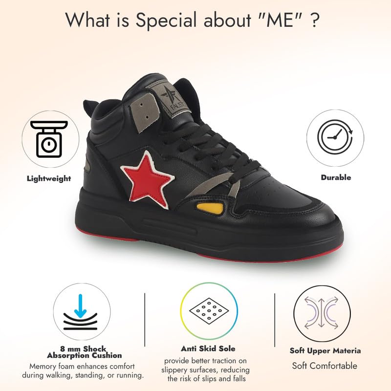 Image of FAUSTO Men High Top Breathable Lace-Up Sneaker Shoes | Chunky Streetwear Lightweight Casual Sneakers | Memory Cushioned Insole
