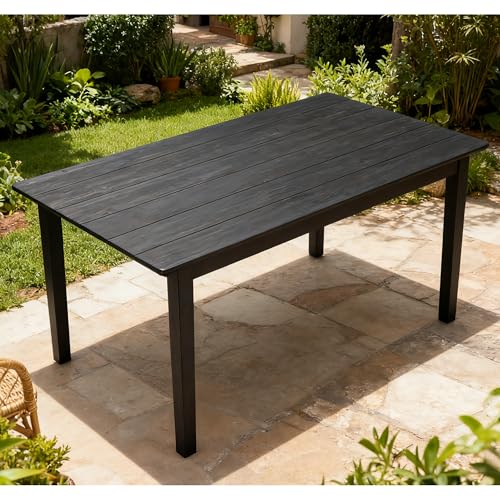 Kmax Farmhouse Dining Table, 63 Inch Black Ktichen Table Rectangle