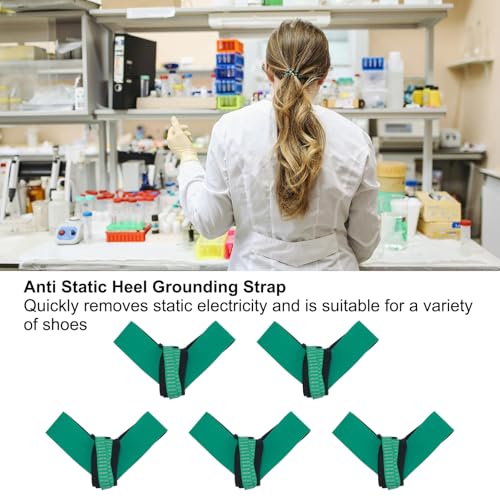 Image of MECCANIXITY 5pcs ESD Anti Static Foot Heel Straps Anti Static Wrist Strap Band Adjustable for Grounding Protecting Electronics Against Electric Shock,Green