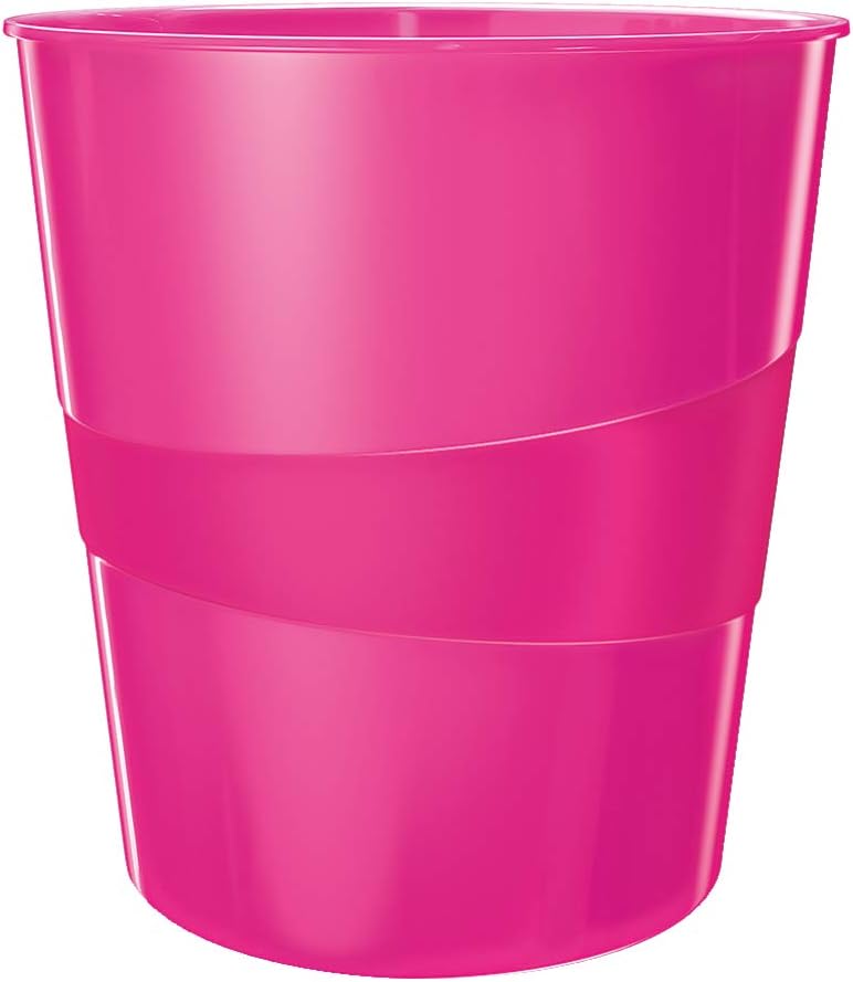 Leitz 15 Litre Waste Bin, Plastic, Wow Range, Metallic Pink
