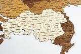 Drewniana mapa Holandii, wielowarstwowa, duża sztuka ścienna z naturalnymi plamami, do salonu, gabinetu, biura (86 x 101 cm)