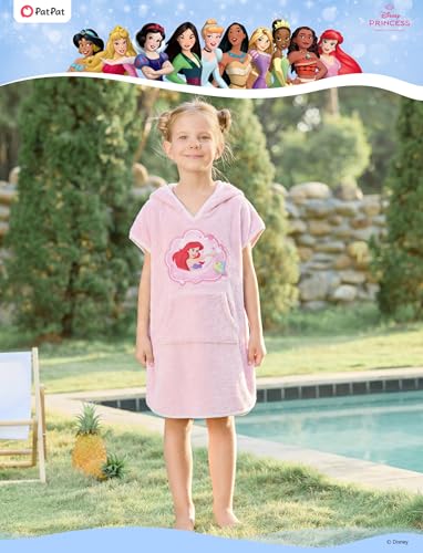 Image of Disney Marvel Princess Frozen Stitch Elsa Girls Hooded Swim Cover Up for Swimsuit Bathing Suit Swimwear Pocket 4-7 Years