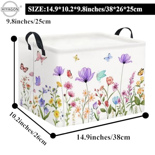 Image of Rectangular Baby Girl Basket Kids Baby Storage Basket Toy Storage Bin Organizer Box Room Decor(Purple Flower)