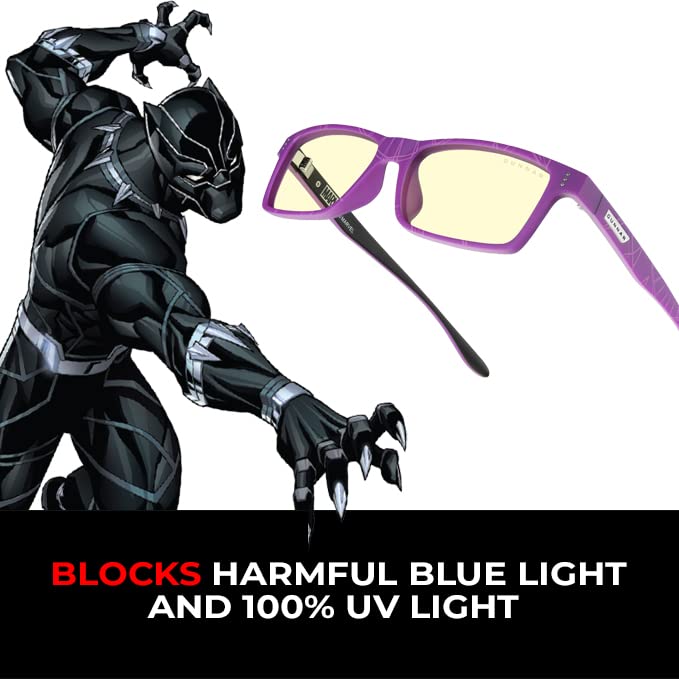 Image of GUNNAR - Black Panther Edition Premium Gaming and Computer Glasses for Kids (age 12+) - Blocks 65% Blue Light - Cruz, Amber Tint