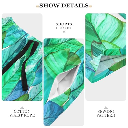 Palm Green Leaf Pajama Shorts for Men Lounge Pants Sleep Lounge Pant Men Pajama Shorts with Pockets, S-XXL4