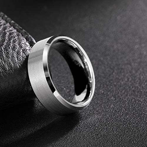 Image of Frank S.Burton Tungsten Ring for Men Women 3mm 4mm 6mm 8mm Beveled Edge Matte Silver Band Comfort Fit Size 4-15