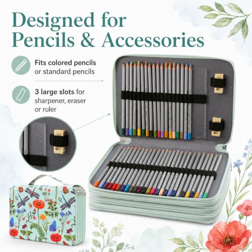 Image of 200 Slots Colored Pencil Case Organizer, 4 Layer Bag