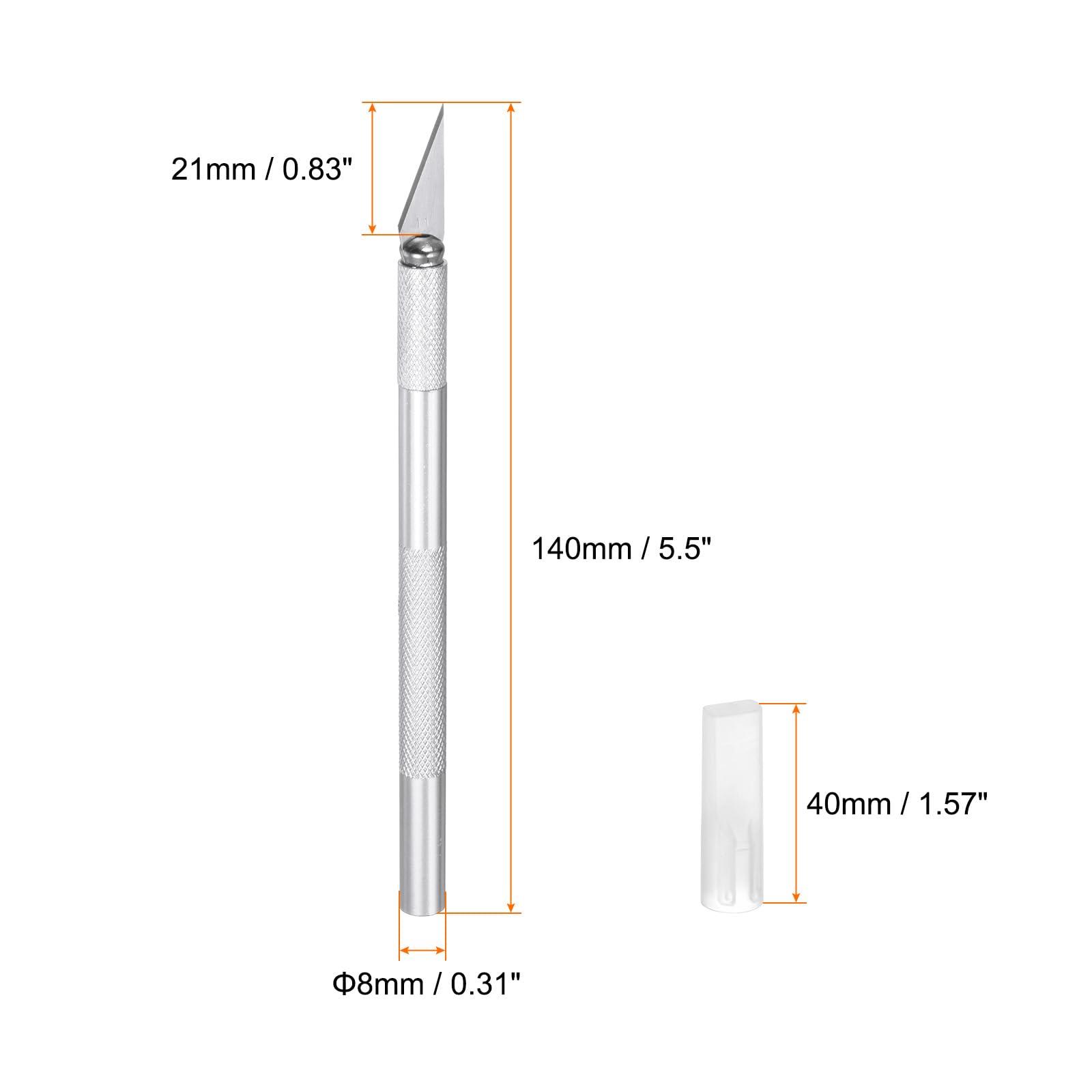 HARFINGTON 10 cuchillos exactos de 5.5 pulgadas de longitud reemplazables SK2 cuchillo de corte de precisión con cubierta protectora para modelado artístico tallado de calabaza, tono plateado