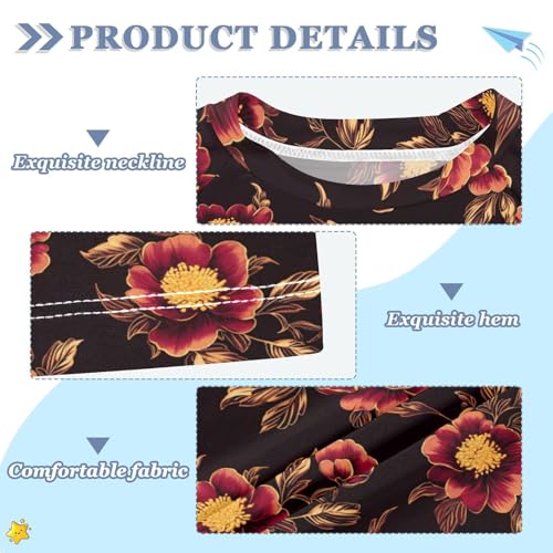 ALAZA Kids Rash Guard Girls Toddler Swim Shirts Short Sleeve Red Peony UPF 50+ 3T3