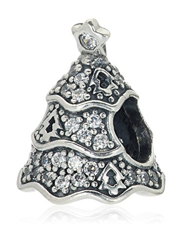 Pandora Twinkling Christmas Tree Charm Bead Fit For Pandora Style Bracelets, Clear Cubic Zirconia 791765CZ