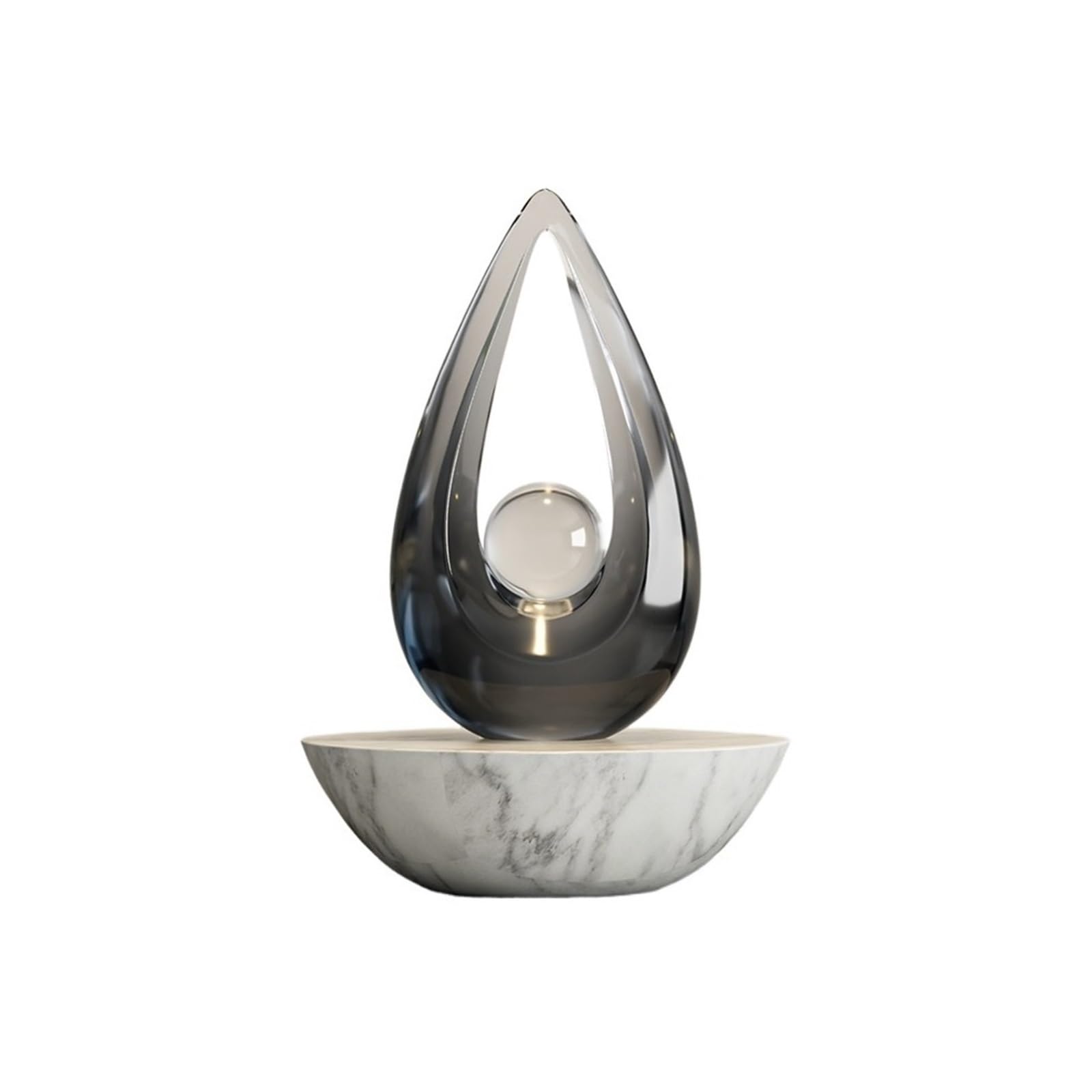 AILIUXIAOYAN Home Hecor Transparent Teardrop Art Ornament Marble Sculpture Living Room Wine Cabinet Office Decoration(Black)