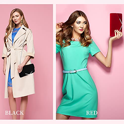 Women Clutch Purse Evening Bag Prom Handbag With Detachable Chain For Wedding Velvet Elegant (Red) #TOP1