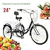 SHZICMY Adults Tricycle 24inch 3 Wheel Bike 7 Speed Pedal Folding Tricycle Adjustable Vehicle Height with Back Body Mechanics Saddle w/Basket for Adult Outdoor Sports Shopping #1