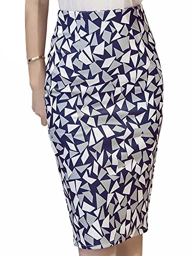 Minetom Mujeres Verano Patrones Geométricos Faldas Cortas Elástico Atractiva Cintura Alta Paquete de Cadera Mini Bodycon Corto Azul ES 38