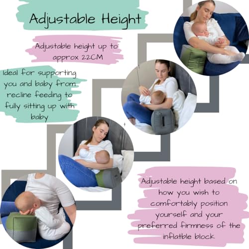 Breast Intentions ® Almohada portátil para lactancia materna, soporte inflable para brazos para lactancia y alimentación con biberón, altura y firmeza ajustables, bloque de soporte de alimentación + 1 - imagen 6