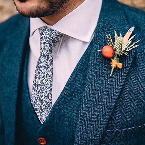 Image of Mantieqingway Floral Ties for Men Skinny Cotton Tie Flower Necktie