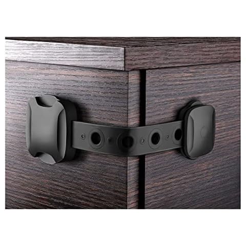 Norjews Adjustable Child Safety Cupboard Strap Locks (10 Pack), Extra Easy Install, No Tools Needed, Baby Proof Your Cabinets with No Trapped Fingers - Black Cover