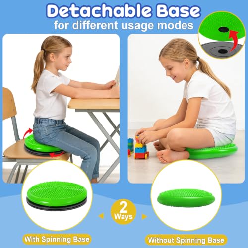 Image of Wobble Cushion, Fimeetoy 360Spinning Wiggle Seat, ADHD Sensory Chair,Flexible Seating in Classroom & Home,ADHD Tools for Kids,2-in-1 Detachable Balance Pad,Fidget for Focus-Green
