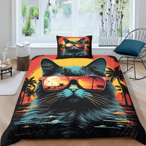 Housses de couettes 3D motif chat avec microfibre haute densité - 2