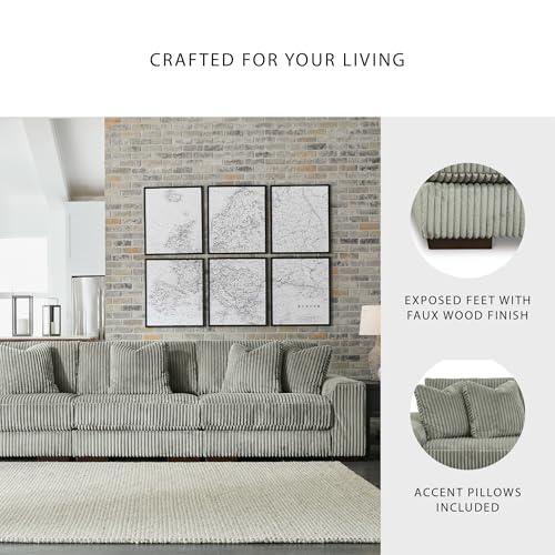 Signature Design by Ashley Lindyn Casual Contemporary 3-Piece Sectional Sofa with Reversible Cushions, Corded Fabric, Feather Cushion, Gray - Image 6