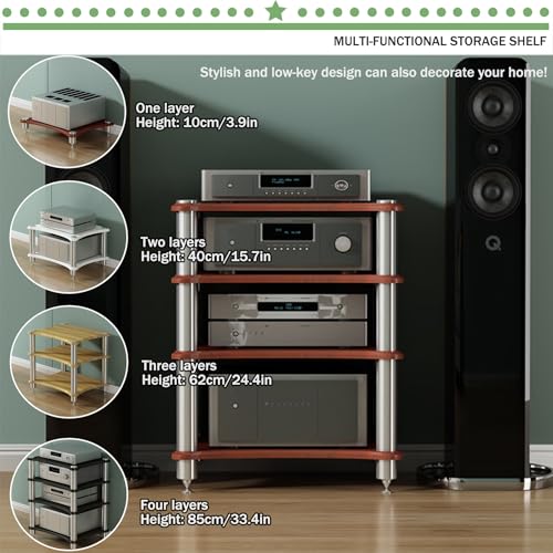 Stojak na nośniki do szafki stereo, 1-4-poziomowy stojak audio, szafka do gier AV, regał na audio-wideo, organizer konsoli do gier, półki wieżowe do przechowywania multimediów audio i