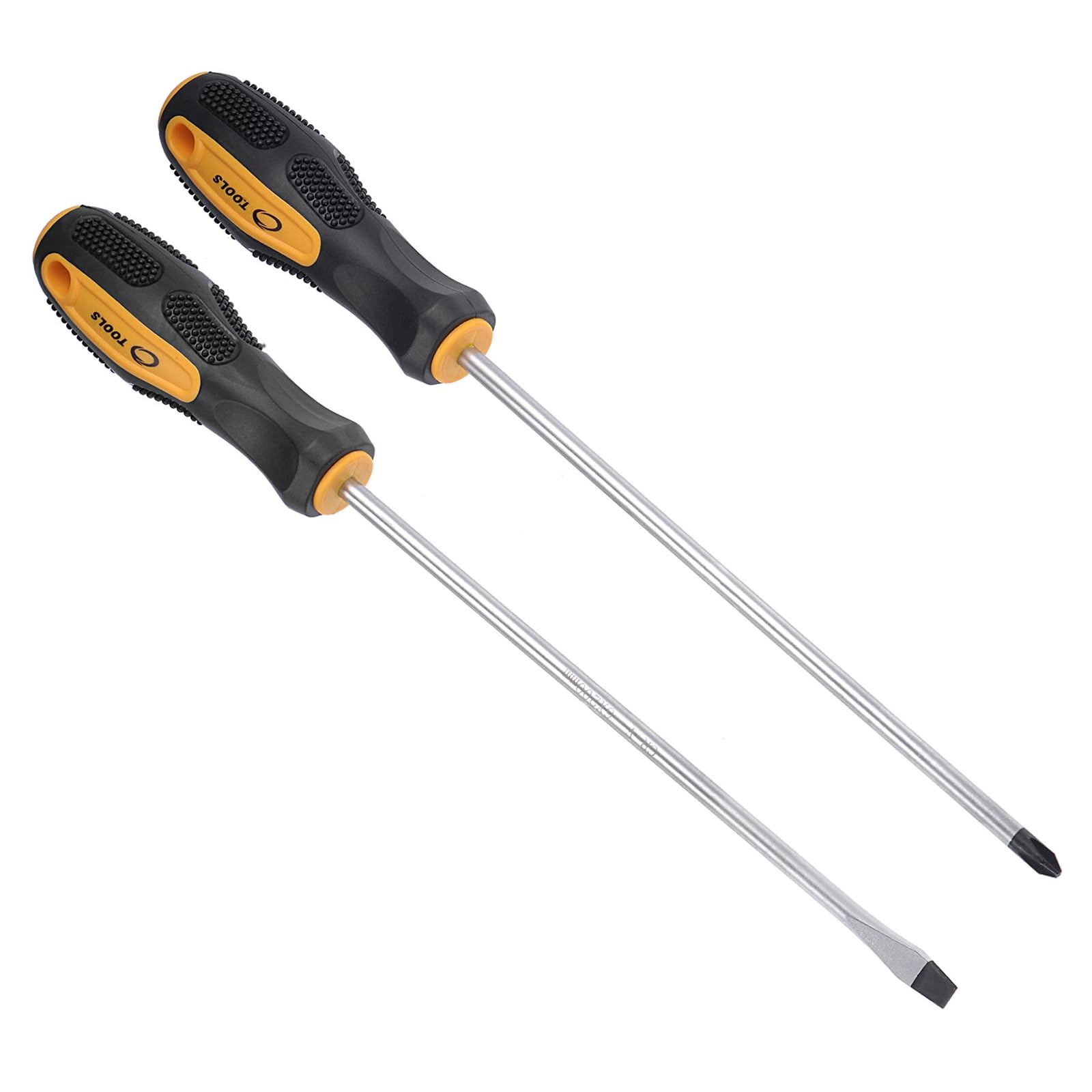 CoCud Magnetic Screwdriver Set, PH2 Phillips 7mm Slotted 8" Shaft, Phillips Slotted Screwdrivers with Non-Slip Handle