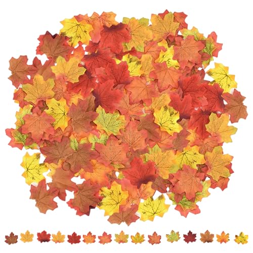 EHDWXVZM 100 Piezas De Hojas De Arce Artificiales, Hojas De Arce Artificiales para Decoración, Hojas Artificiales De 8 Cm, Adecuadas para Acción De Gracias Y Halloween (Colores Aleatorios)