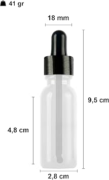 Afracam 20ml Dropper Dropper Bottle with Metal Lid Serum 20 cc Glass Bottle 6 Pieces (Black Lid, Transparent)