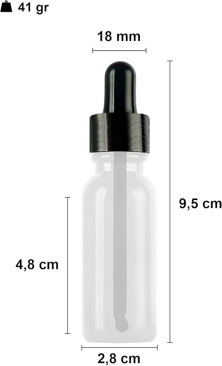 Afracam 20ml Dropper Dropper Bottle with Metal Lid Serum 20 cc Glass Bottle 6 Pieces (Black Lid, Transparent)