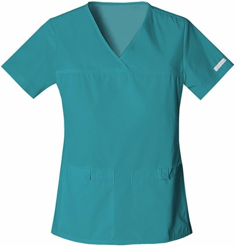 Cherokee Women's Scrubs Flexibles Sporty V-Neck Knit Panel Top