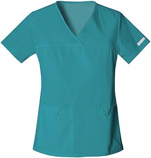 Cherokee Women's Scrubs Flexibles Sporty V-Neck Knit Panel Top