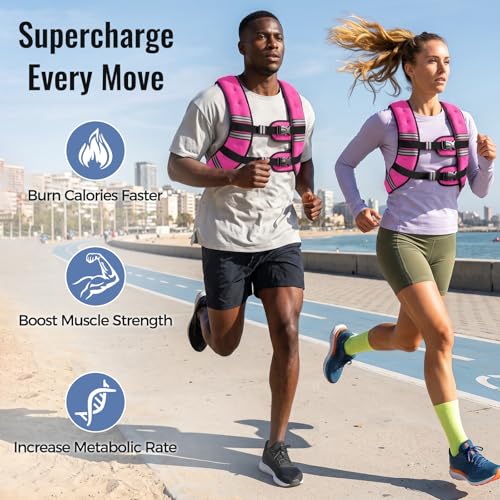 Image of Zeerun Weighted Vest, 6lb /8lb /10lb /12lb /15lb /18lb /20lb /24lb /30lb for Men Women, Reflective Stripe Adjustable Buckle, Comfortable Durable Rucking Vest for Walking Running Strength Training
