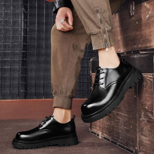 Men's Leather Round Toe Thick Soled Oxford Shoes Classic Fashion Business and Leisure Platform Oxford Shoes4